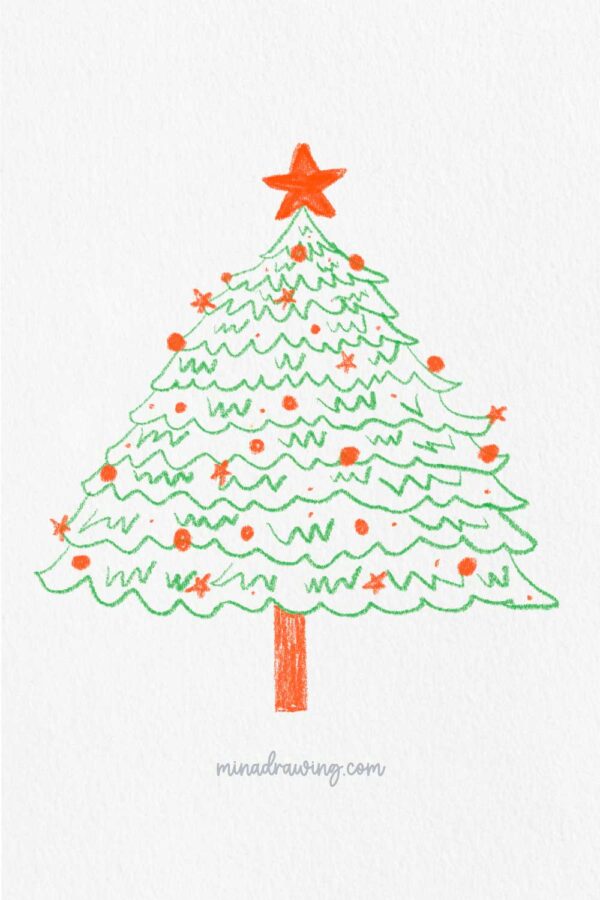 14 Easy Christmas Tree Drawing Ideas • Mina Drawing