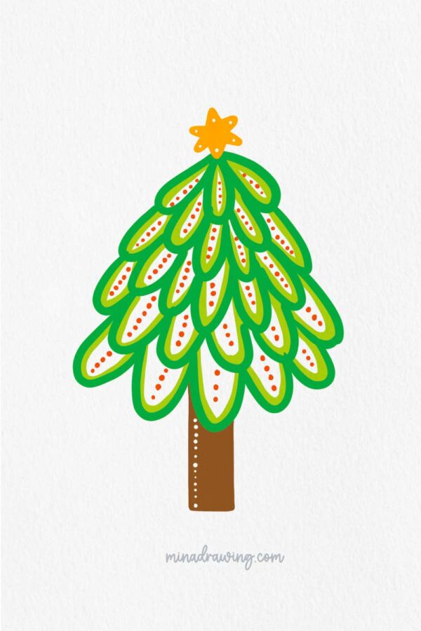 14 Easy Christmas Tree Drawing Ideas • Mina Drawing