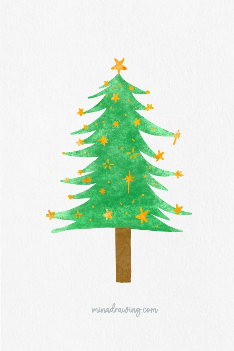 14 Easy Christmas Tree Drawing Ideas • Mina Drawing