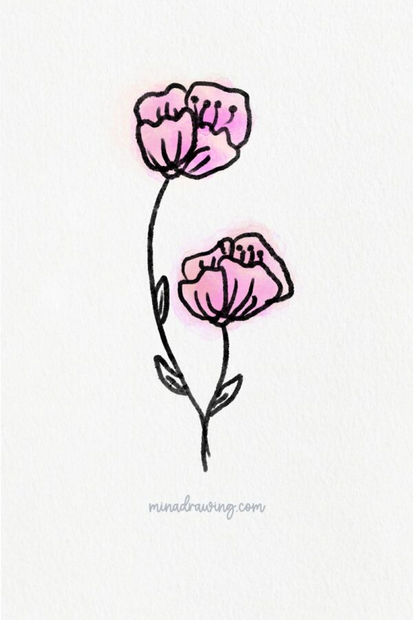 15 Easy Flower Drawing Ideas • Mina Drawing