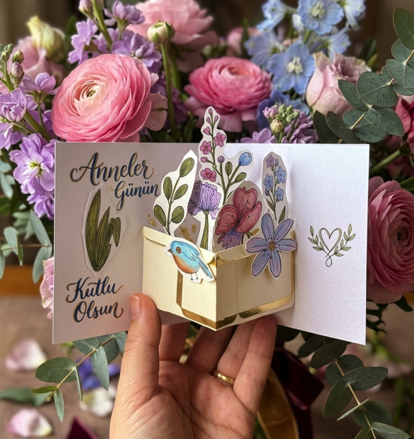 Anneler Günü Pop-Up Kartı Şablonu — Ücretsiz İndir